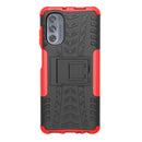 For Motorola Moto G62 5G Tire Texture TPU + PC Phone Case with Holder(Red)