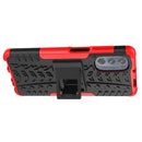 For Motorola Moto G62 5G Tire Texture TPU + PC Phone Case with Holder(Red)