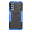 For Motorola Moto G62 5G Tire Texture TPU + PC Phone Case with Holder(Blue)
