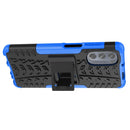 For Motorola Moto G62 5G Tire Texture TPU + PC Phone Case with Holder(Blue)