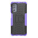 For Motorola Moto G62 5G Tire Texture TPU + PC Phone Case with Holder(Purple)