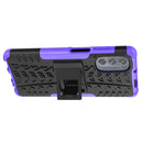 For Motorola Moto G62 5G Tire Texture TPU + PC Phone Case with Holder(Purple)