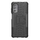 For Motorola Moto G62 5G Tire Texture TPU + PC Phone Case with Holder(Black)