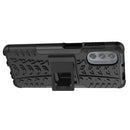 For Motorola Moto G62 5G Tire Texture TPU + PC Phone Case with Holder(Black)