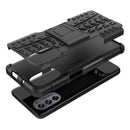 For Motorola Moto G62 5G Tire Texture TPU + PC Phone Case with Holder(Black)