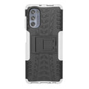 For Motorola Moto G62 5G Tire Texture TPU + PC Phone Case with Holder(White)