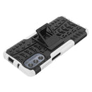 For Motorola Moto G62 5G Tire Texture TPU + PC Phone Case with Holder(White)