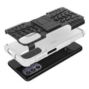 For Motorola Moto G62 5G Tire Texture TPU + PC Phone Case with Holder(White)