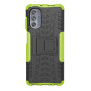 For Motorola Moto G62 5G Tire Texture TPU + PC Phone Case with Holder(Green)