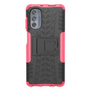 For Motorola Moto G62 5G Tire Texture TPU + PC Phone Case with Holder(Pink)