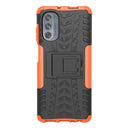 For Motorola Moto G62 5G Tire Texture TPU + PC Phone Case with Holder(Orange)