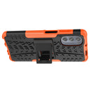 For Motorola Moto G62 5G Tire Texture TPU + PC Phone Case with Holder(Orange)