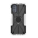 For Motorola Moto G62 5G Armor Bear Shockproof PC + TPU Phone Case with Ring(White)