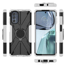 For Motorola Moto G62 5G Armor Bear Shockproof PC + TPU Phone Case with Ring(White)