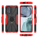 For Motorola Moto G62 5G Armor Bear Shockproof PC + TPU Phone Case with Ring(Red)