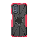 For Motorola Moto G62 5G Armor Bear Shockproof PC + TPU Phone Case with Ring(Rose Red)