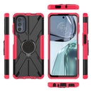 For Motorola Moto G62 5G Armor Bear Shockproof PC + TPU Phone Case with Ring(Rose Red)