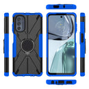 For Motorola Moto G62 5G Armor Bear Shockproof PC + TPU Phone Case with Ring(Blue)