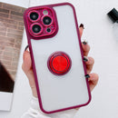 For iPhone 12 Pro Electroplated Ring Holder Phone Case(Wine Red)