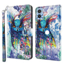 For Motorola Moto E22 / Moto E22i 3D Painting Pattern TPU + PU Phone Case(Watercolor Owl)