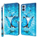 For Motorola Moto E22 / Moto E22i 3D Painting Pattern TPU + PU Phone Case(Three Butterflies)