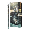 For Motorola Moto E22 / Moto E22i 3D Painting Pattern TPU + PU Phone Case(Cat Tiger)