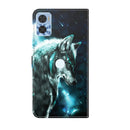 For Motorola Moto E22 / Moto E22i 3D Painting Pattern TPU + PU Phone Case(Wolf)