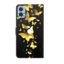 For Motorola Moto E22 / Moto E22i 3D Painting Pattern TPU + PU Phone Case(Gold Butterfly)