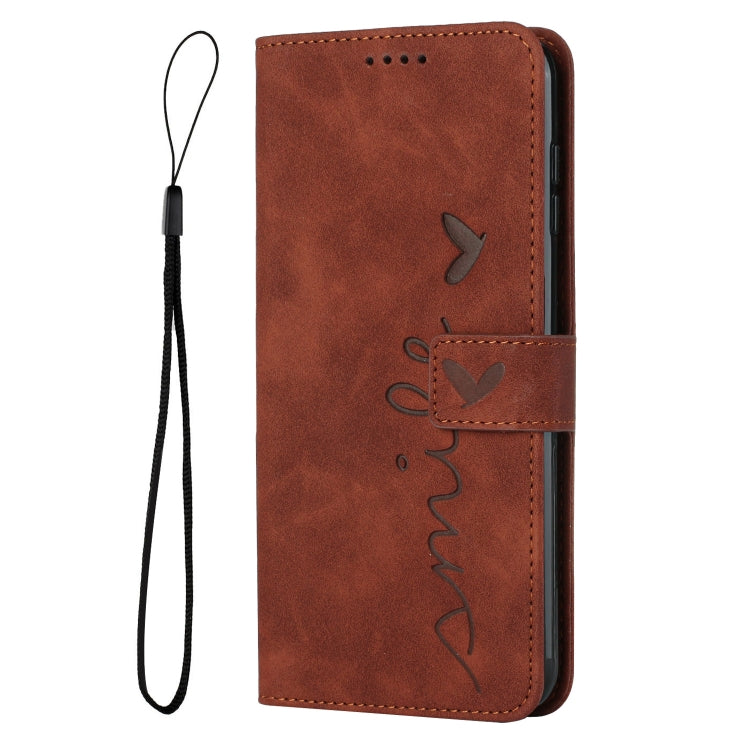 For Motorola Moto E32/E32s Skin Feel Heart Pattern Leather Phone Case(Brown)