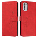 For Motorola Moto E32/E32s Skin Feel Heart Pattern Leather Phone Case(Red)