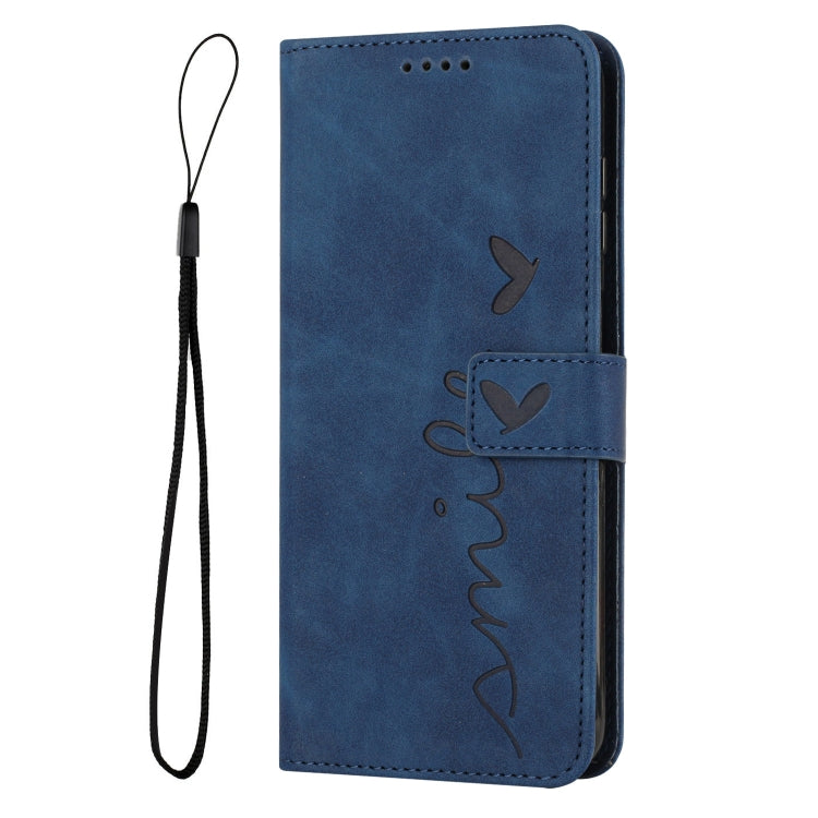 For Motorola Moto E32/E32s Skin Feel Heart Pattern Leather Phone Case(Blue)