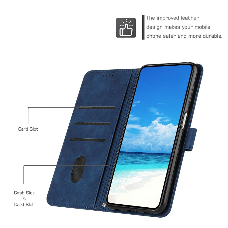 For Motorola Moto E32/E32s Skin Feel Heart Pattern Leather Phone Case(Blue)