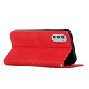 For Motorola Moto E32 4G/E32s Diamond Pattern Splicing Skin Feel Magnetic Phone Case(Red)
