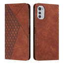 For Motorola Moto E32 4G/E32s Diamond Pattern Splicing Skin Feel Magnetic Phone Case(Brown)