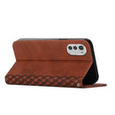 For Motorola Moto E32 4G/E32s Diamond Pattern Splicing Skin Feel Magnetic Phone Case(Brown)