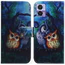 For Motorola Edge 30 Neo / Edge 30 Lite Coloured Drawing Leather Phone Case(Oil Painting Owl)