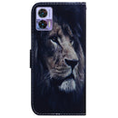 For Motorola Edge 30 Neo / Edge 30 Lite Coloured Drawing Leather Phone Case(Lion)