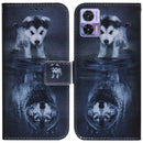 For Motorola Edge 30 Neo / Edge 30 Lite Coloured Drawing Leather Phone Case(Wolf and Dog)