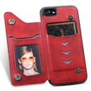For iPhone 7 / 8 Shockproof Calf Texture Protective Case with Holder & Card Slots & Frame(Red)