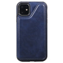 For iPhone 11 Shockproof Calf Texture Protective Case with Holder & Card Slots & Frame(Blue)