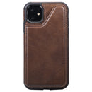 For iPhone 11 Shockproof Calf Texture Protective Case with Holder & Card Slots & Frame(Coffee)
