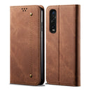 For OPPO Find X2 Pro Denim Texture Casual Style Horizontal Flip Leather Case with Holder & Card Slots & Wallet(Brown)