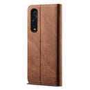 For OPPO Find X2 Pro Denim Texture Casual Style Horizontal Flip Leather Case with Holder & Card Slots & Wallet(Brown)