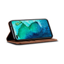 For OPPO Find X2 Pro Denim Texture Casual Style Horizontal Flip Leather Case with Holder & Card Slots & Wallet(Brown)