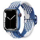 Buckle Nylon Braided Watch Band for Apple Watch Ultra 49mm / Series 8&7 45mm / SE 2&6&SE&5&4 44mm / 3&2&1 42mm(Blue White)