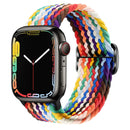 Buckle Nylon Braided Watch Band for Apple Watch Ultra 49mm / Series 8&7 45mm / SE 2&6&SE&5&4 44mm / 3&2&1 42mm(Rainbow)