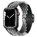 Buckle Nylon Braided Watch Band for Apple Watch Ultra 49mm / Series 8&7 45mm / SE 2&6&SE&5&4 44mm / 3&2&1 42mm(Black Chocolate)