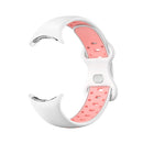 For Google Pixel Watch Two-Color Silicone Watch Band Man(White Pink)