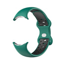 For Google Pixel Watch Two-Color Silicone Watch Band Man(Black Dark Green)