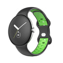 For Google Pixel Watch Two-Color Silicone Watch Band Man(Black Fluorescent Green)